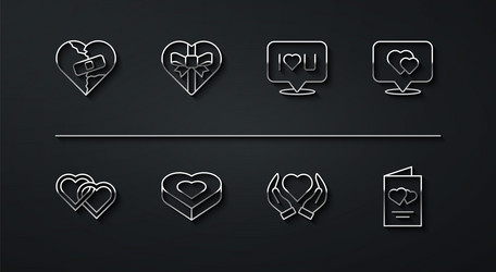 set line healed broken heart or divorce two vector image