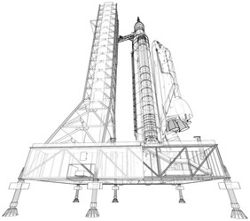 Rocket Launch on Pad Rendering vector image