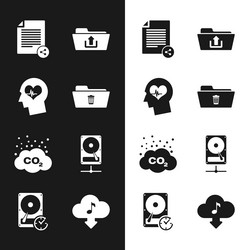 set delete folder head with heartbeat share file vector image