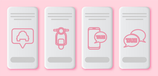 set line map pointer with taxi scooter call vector image