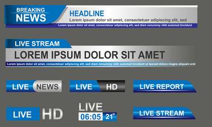 Broadcast news lower thirds template layout blue vector