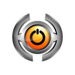 Chrome Power Button 3D Icon vector image