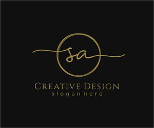 initial sa handwriting logo with circle template vector image