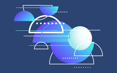 overlapping design elements on blue background vector image