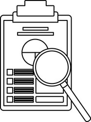 paper with data chart on table in black and white vector image