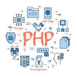 round linear banner - php concept vector image