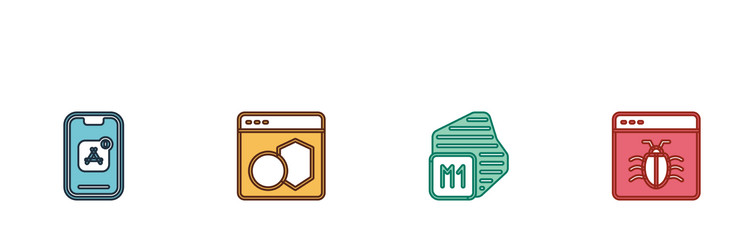 set mobile apps software processor and system vector image