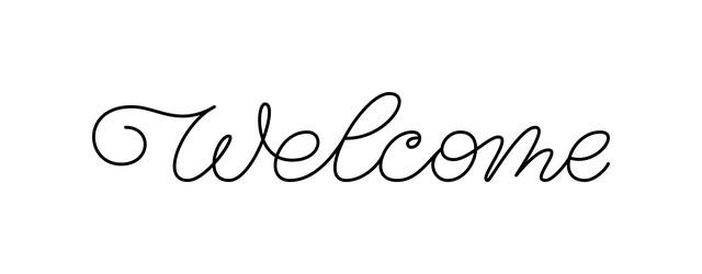 welcome thin line calligraphic swash header title vector