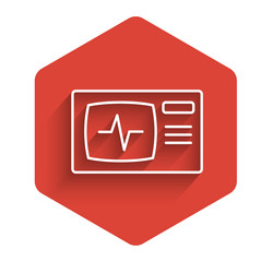 white line computer monitor with cardiogram icon vector image