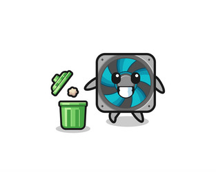 computer fan throwing garbage in the trash can vector image