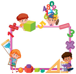 empty board with school kids and math objects vector image