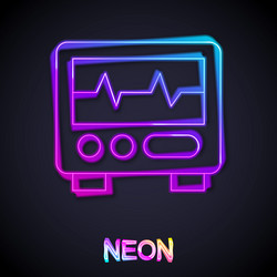 glowing neon line computer monitor with cardiogram vector image