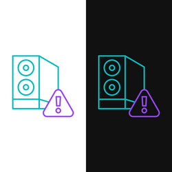 line case of computer with exclamation mark icon vector image