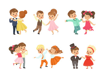 little boy and girl dancing moving to music Vector Image