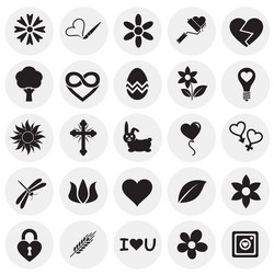 spring icons set on circles background for graphic vector image