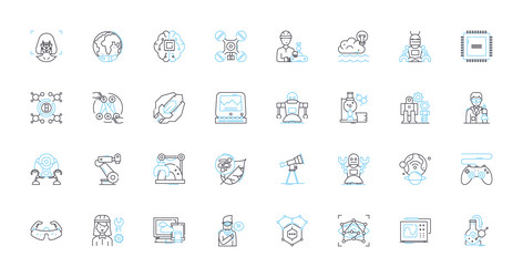 synthetic creation linear icons set artificial vector image