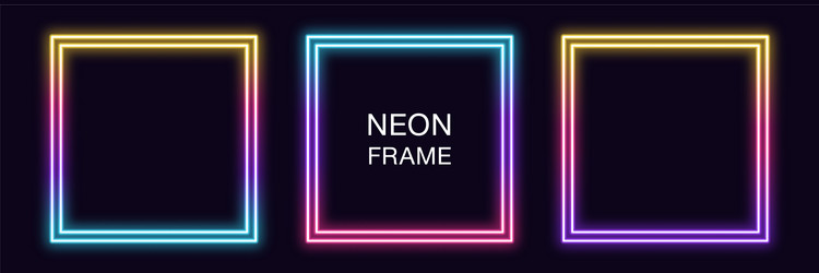 gradient neon square frame set quadrate vector image