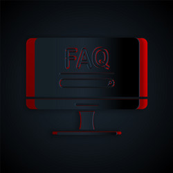 paper cut computer monitor with text faq vector image
