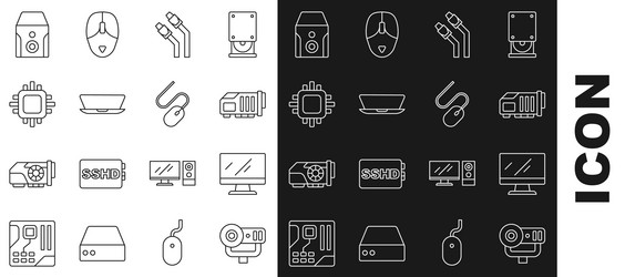 set line web camera computer monitor screen vector image