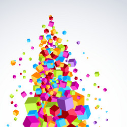 colorful bright cubes stream form a tree-like vector image