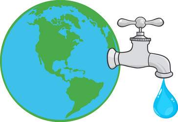 earth globe with water faucet vector