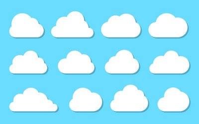 flat cloud shape network web data black icon set vector image