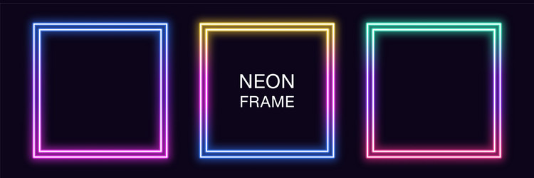 gradient neon square frame set quadrate vector image