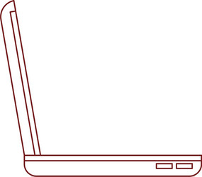 laptop computer side view in dark red contour vector image