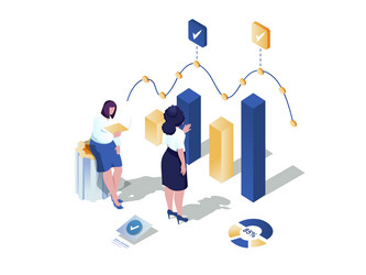 line graph concept 3d isometric web scene vector image