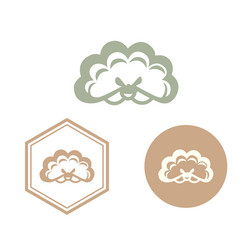set of bonsai tree icon with japanese pattern vector image