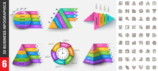 bundle 3d infographics design template vector