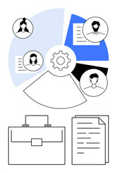 collaborative workflow diagram with team profiles vector image