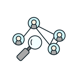 magnifying glass analyzing network of people vector image