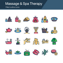 massage and spa therapy icons filled outline vector