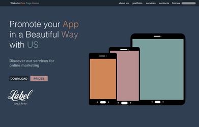 one page clear modern website template for an app vector image
