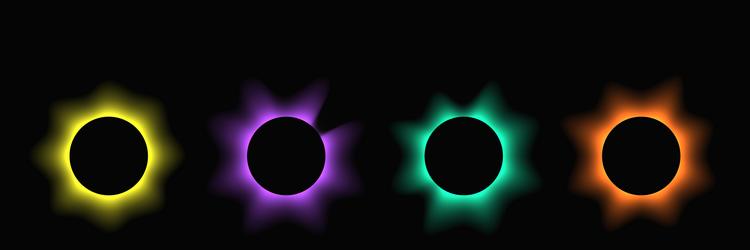 set of circle illuminate light frames with color vector image