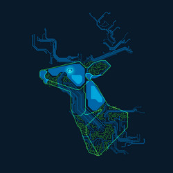shape of deer head combined with electronic board vector image