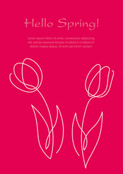 springtime background with simple tulip drawings vector