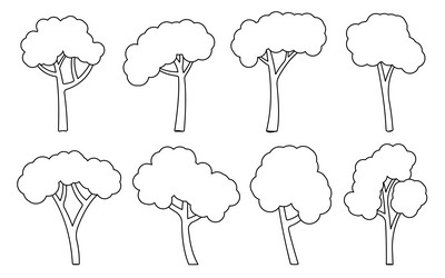 Christmas tree line coloring book pine spruce fir Vector Image