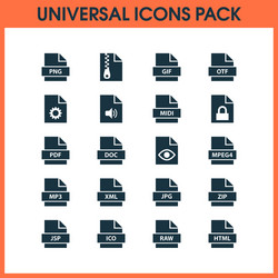 types icons set with script text format vector image