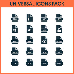 Types icons set with script text format vector