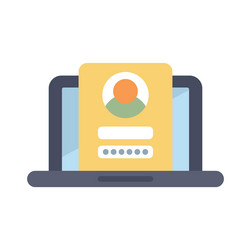 user logging in on laptop computer with security vector image