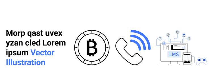 bitcoin coin communication symbol and learning vector image