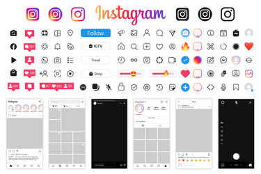 Instagram social network app interface icons Vector Image