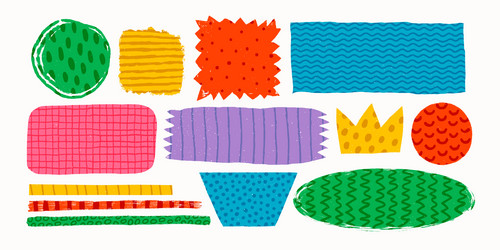 simple shape stickers with various patterns vector image