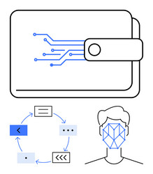digital wallet with biometric face recognition vector image