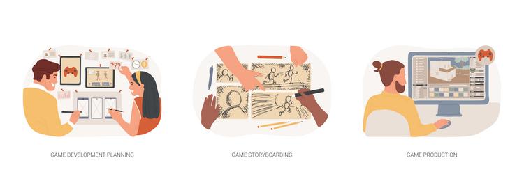 Production process isolated cartoon Royalty Free Vector