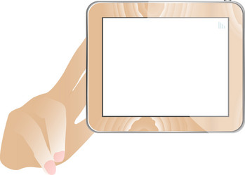 hand and tablet computer with empty monitor vector image