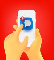 pushing on a chat icon to read new message vector image