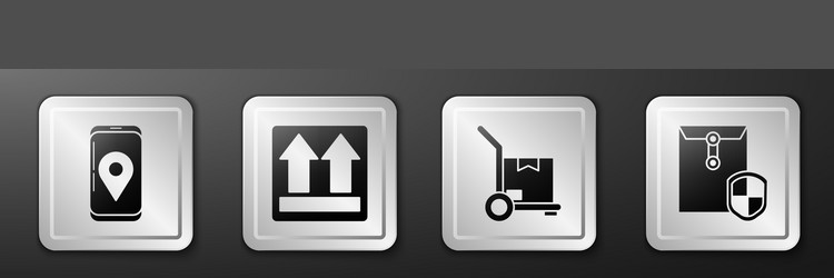 set mobile with app delivery tracking this side vector image